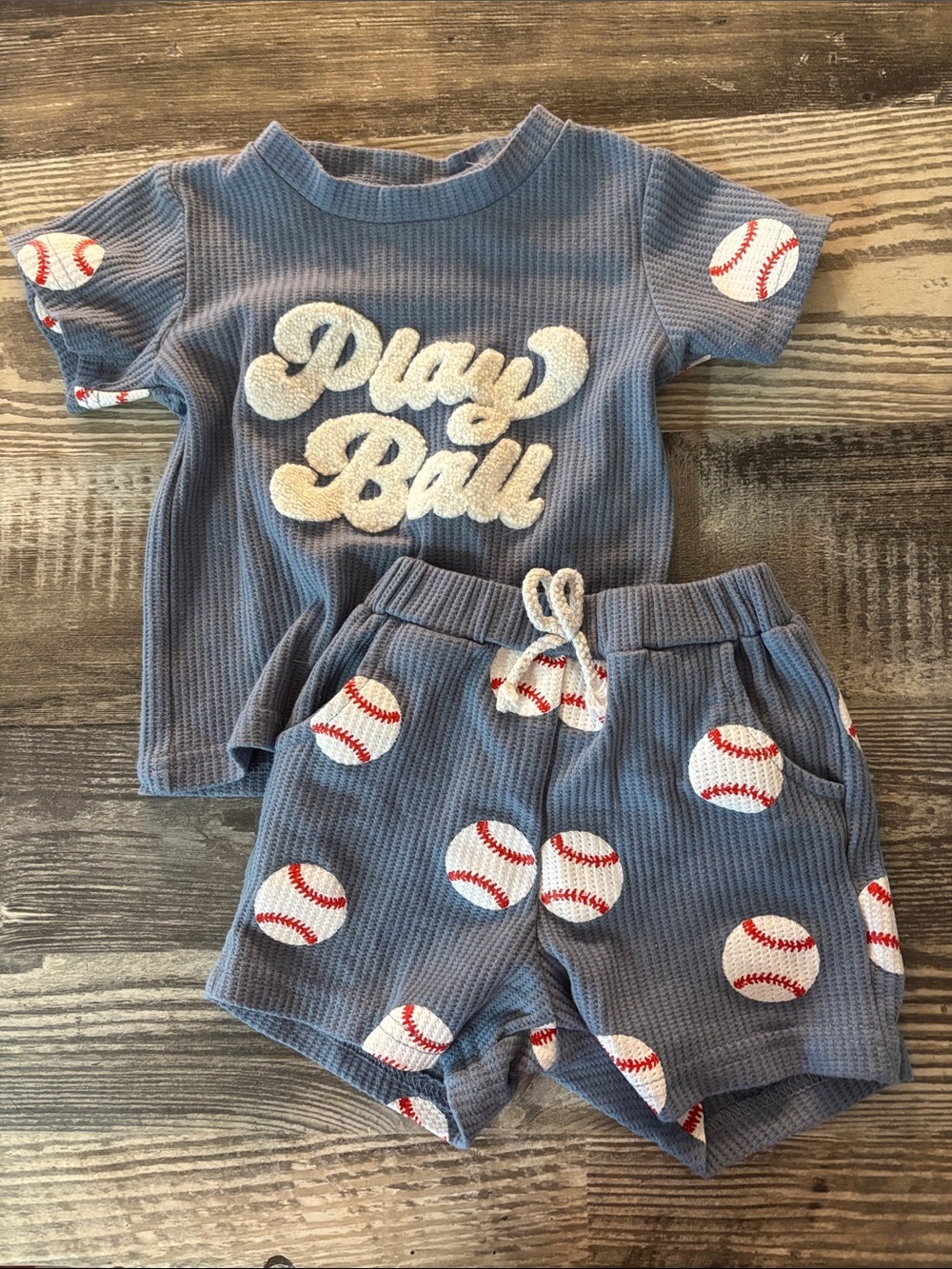 Play Ball Blue Kids Matching Set - Short Sleeve Tee & Shorts